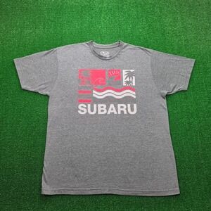 Subaru Tshirt Mens XL Grey Retro Palm Tree Graphic Tee Beach Lover